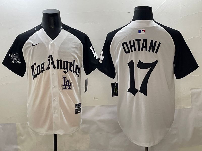 Men 2025 Los Angeles Dodgers #17 Ohtani White black Five generations Joint Name Nike MLB Jersey style 5264